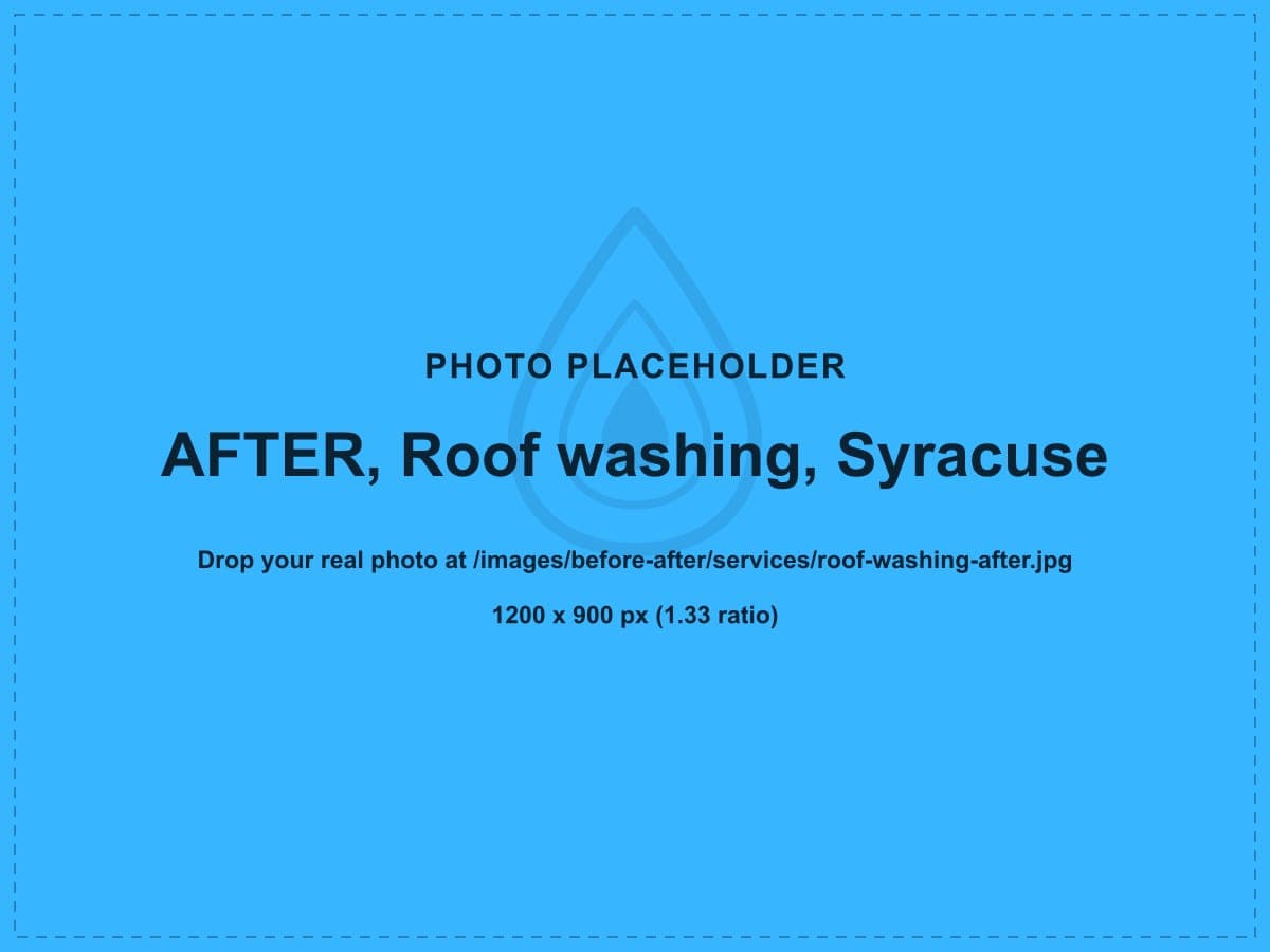 After: an asphalt shingle roof with black algae streaks soft washed clean