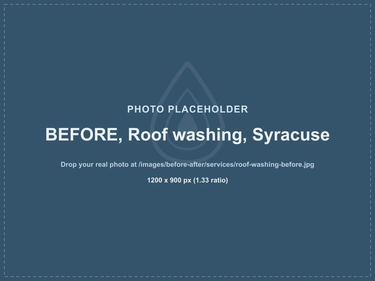 Before: an asphalt shingle roof with black algae streaks soft washed clean